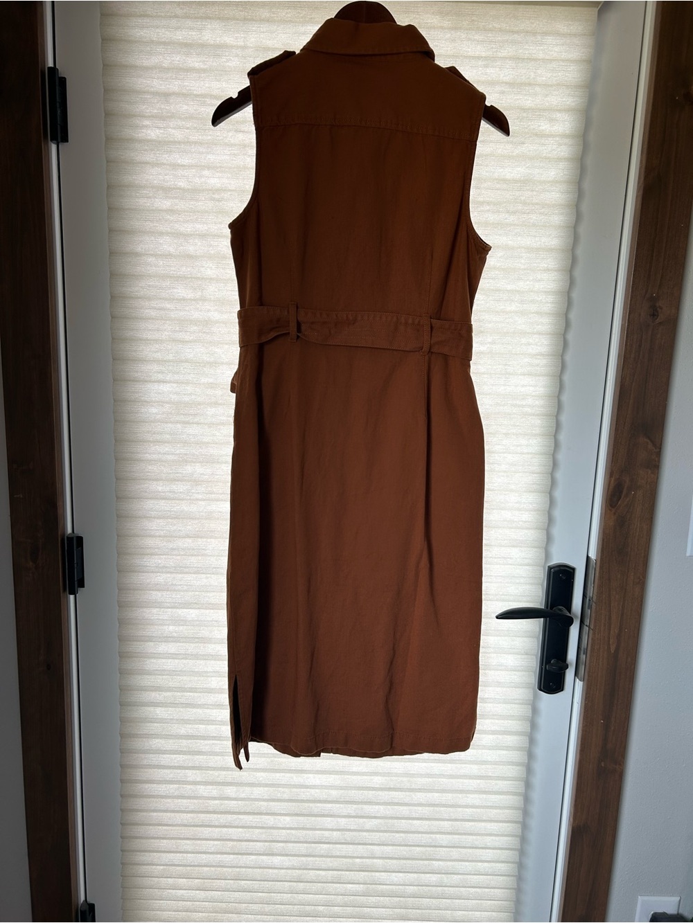 Banana Republic Utility Shirt Dress Rust Brown Belted Sleeveless Size S NWT - Picture 2 of 4